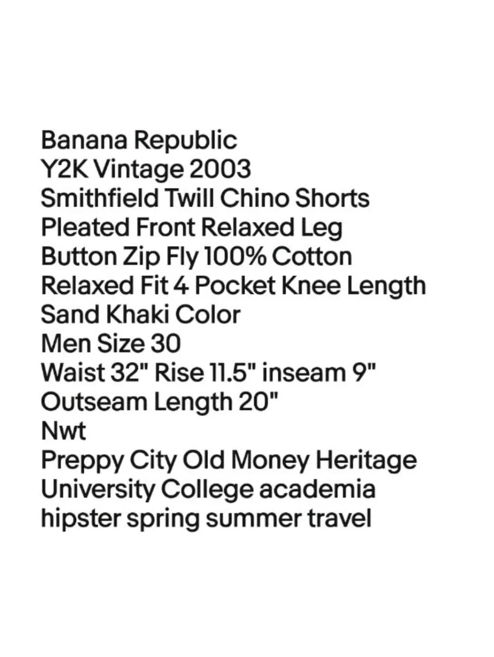 Vtg O3 Banana Republic Smithfield Khaki Chino Shorts 30 32/9